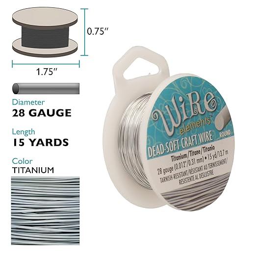 The Beadsmith Wire Elements Craft Wire – Tarnish Resistant, Soft Temper, Round, Titanium Color – 0.32mm, 28 Gauge, 15 Yard Spools – Jewelry Making, Wire Wrapping, & Other DIY Crafts