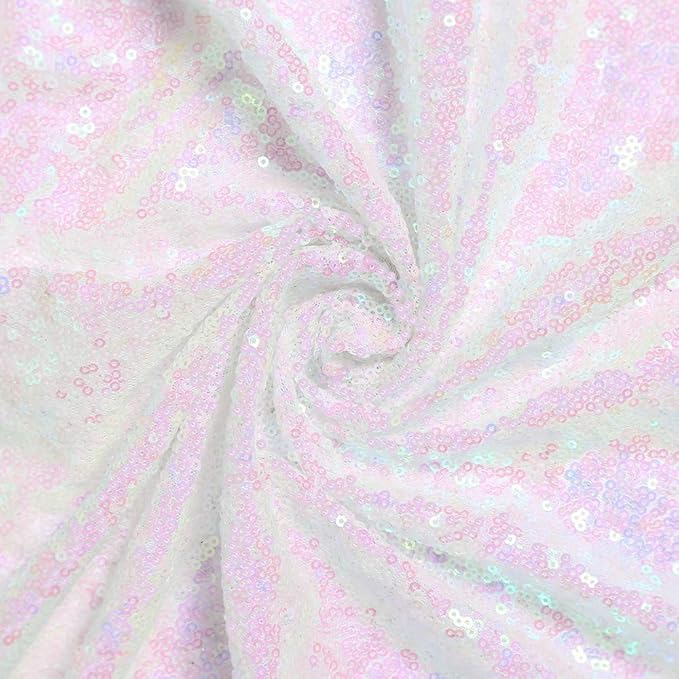 JYFLZQ White Iridescent Sequin Backdrop Curtains 10ft x 10ft 1 Panel Glitter Photo Booth Backdrops Sparkly Photography Background Drapes for Parties Wedding Bridal Showers…