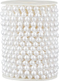 48 Feet Faux Pearl Beads Garland 8mm Craft String Pearls for Wedding Centerpiece Christmas Tree and Flowers Decoration DIY (White)