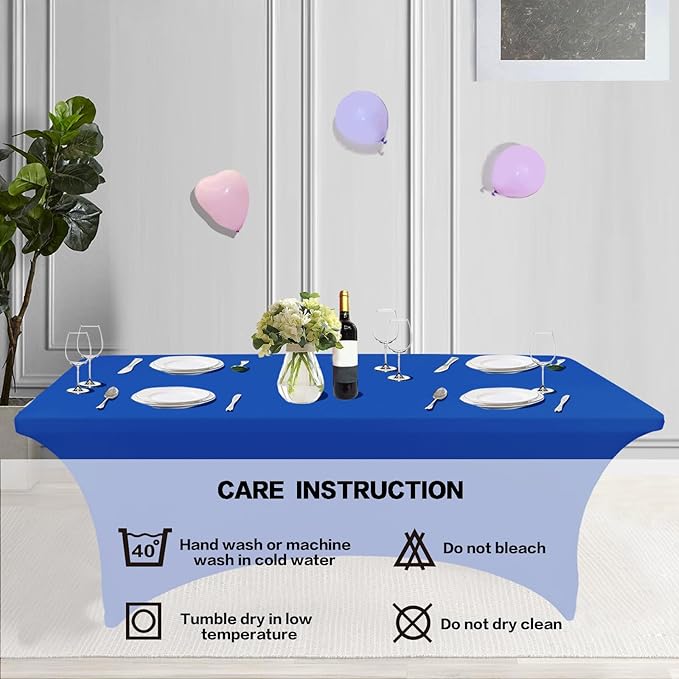 IVAPUPU 6FT Table Cloth for Rectangular Fitted Events Stretch Royal Blue Table Covers Washable Cover Spandex Tablecloth Protector for Party, Wedding, Cocktail, Banquet, Festival