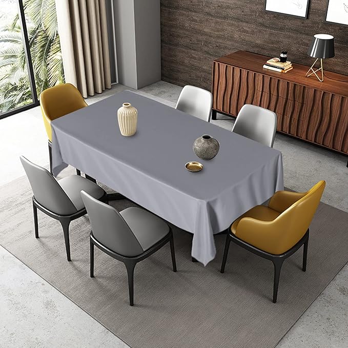 Fitable Rectangle Tablecloth Stain and Wrinkle Resistant Washable Polyester Table Cloth for Buffet Parties and Camping (54x120 inch, Light Grey)