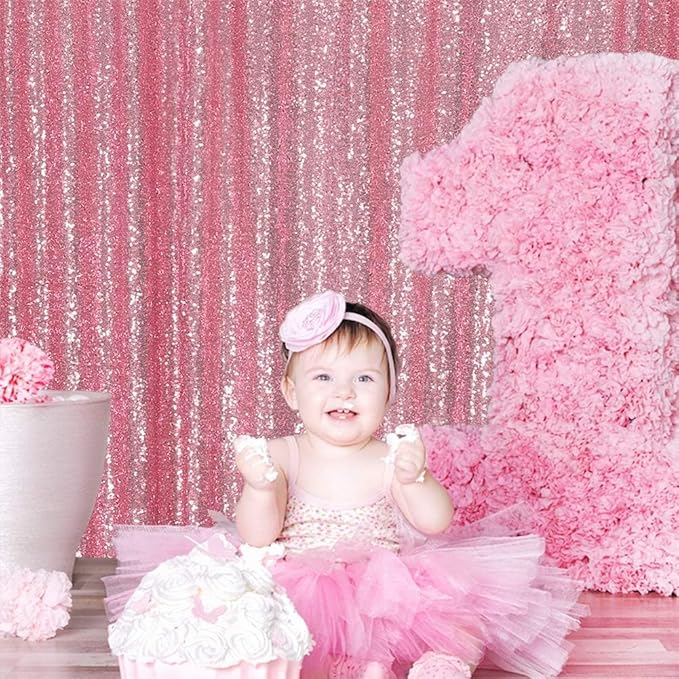 Eternal Beauty Fuchsia Pink Sequin Backdrop, 20x10 Ft Glitter Background Curtains for Shimmer Photography Party Wedding Birthday Back Drop Decor