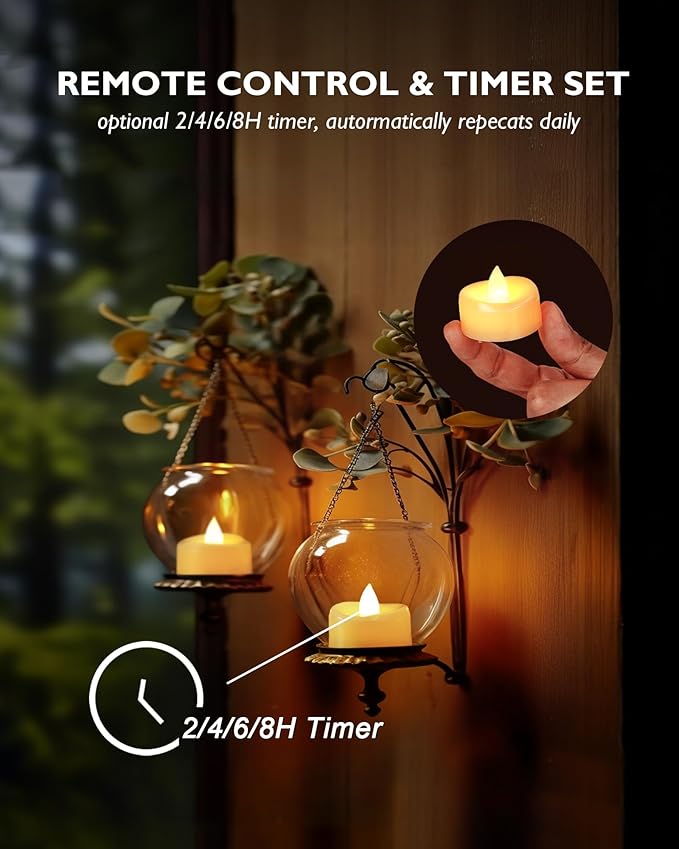 Remote Candles, 12 Pack Flameless Tea Lights Candle Battery Operated, 400+Hours LED Tea Lights with Remote, Timer Battery Votive Candle for Holidays Wedding Home