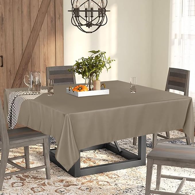 Fitable Rectangle Tablecloth Stain and Wrinkle Resistant Washable Polyester Table Cloth for Buffet Parties and Camping (54x78 inch, Taupe)