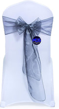 MDS Pack of 75 PCS Organza Chair Sashes Wider Dining Chair Bows Ribbon Tie Back for Wedding Party Birthday Bridal Shower Reception Event Banquet Home Chair Cover Decoration - Silver Gray