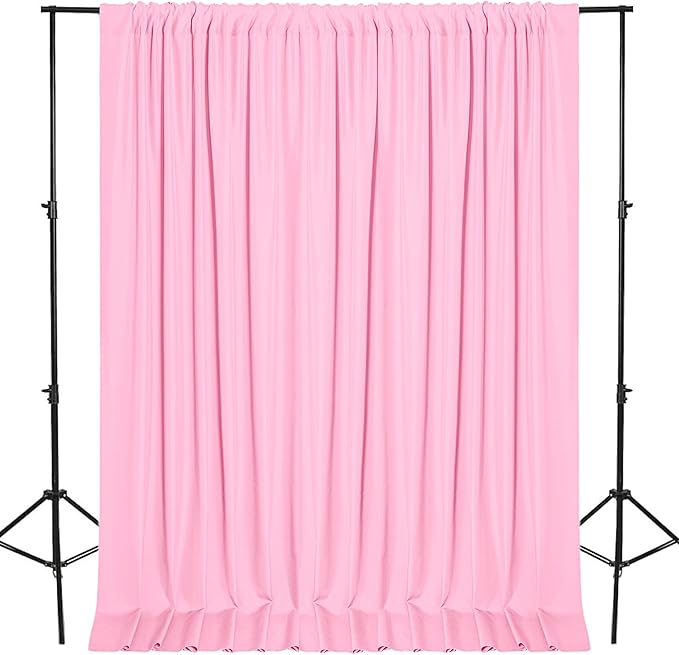 DWCN 10x7 FT Pink Backdrop Curtains for Parties, Photography Backdrop Drapes with Rod Pockets for Wedding Decorations Stage Birthday Family Gatherings, 2 Panels 5ft x 7ft