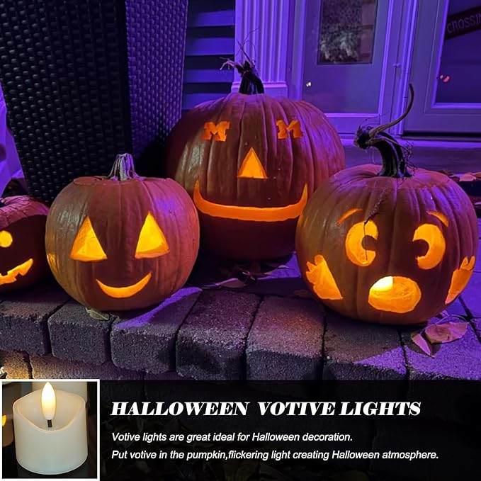 6 Pack Battery Operated Votive Candles 1.5 x 1.67 inches Flameless Votive Tealights Black Wick Tea Lights LED Electric Fake Candles Realistic for Wedding Christmas Thanksgiving Party Decoration