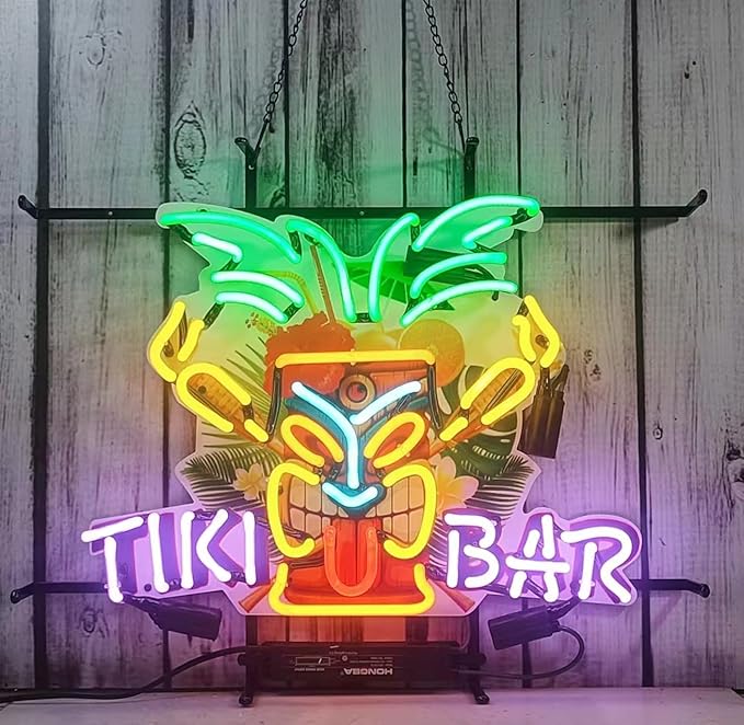 Palm Sign Tiki Bar Neon Signs Bar Bedroom Wall Decor Man Cave Home Pub Recreation Room Game Lights Windows Glass Wall Signs Party Birthday Bedroom Bedside Table Decoration Gifts 24 X 20 Inches