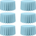 BRILLMAX 6 Pack Light Blue Round Tablecloths 120 Inch - Circle Bulk Linen Polyester Fabric Washable Table Cloth Cover for Wedding Reception Banquet Birthday Party Buffet Restaurant