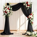 Wedding Arch Draping Fabric 1 Panel 30'' x 18FT Black Sheer Chiffon Arch Drapery for Photo Booth Bridal Shower Baby Shower Church Decor Newborn Photography Christening Outdoor Party