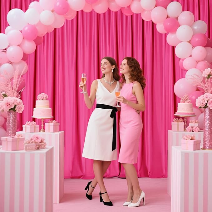 Sugargirl 10x10FT Fuschia Backdrop Curtains Polyester Photo Backdrop Drapes Curtains 2 Panels with Rod Pockets for Party Birthday Wedding Photography Home Decoration