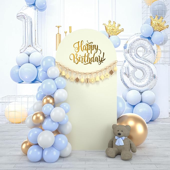 bricia Wedding Arch Backdrop Stand Cover, 7.2FT Double Sided Stretchy Arch Cover Fitted Wedding Birthday Party Banquet Decoration (Beige 86.4''Lx48''W)