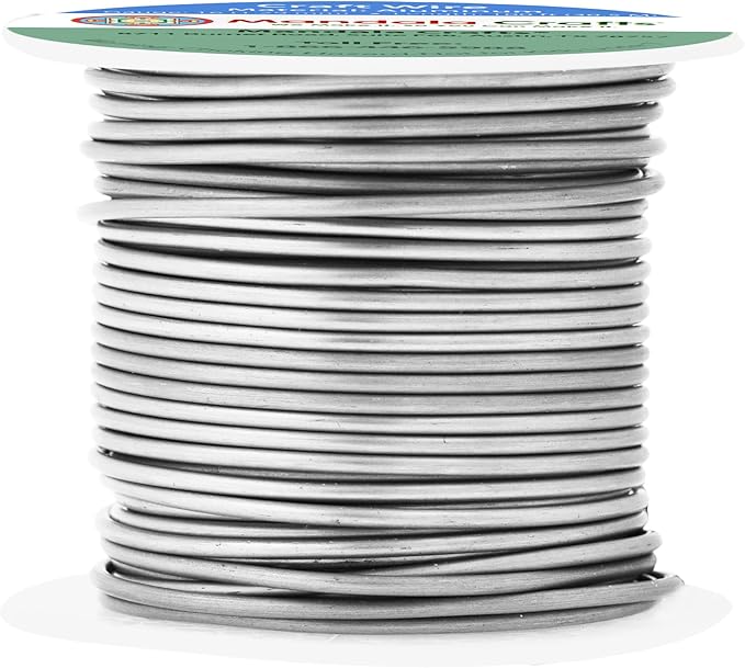 Mandala Crafts 16 Gauge Anodized Aluminum Craft Wire for Jewelry Making - 100 FT Colored Flexible Gray Wire - Bendable for Bonsai Armature Crafting Sculpting