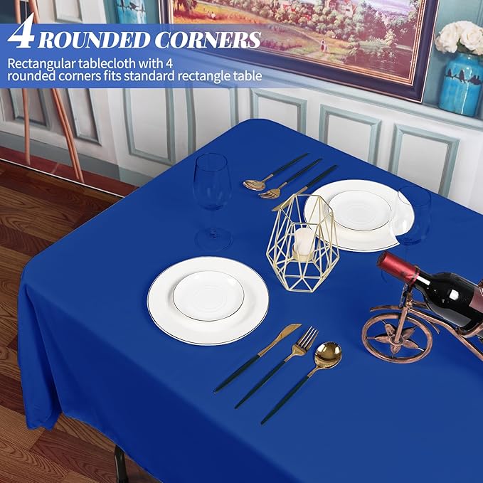 12 Pack Polyester Tablecloth 60 x 126 Inch Royal Blue Tablecloth for 8 Ft Rectangle Tables,Washable Fabric Table Covers Polyester Table Clothes for Wedding Parties Banque