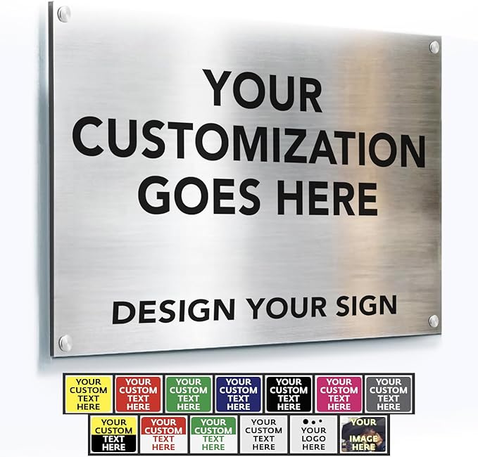 Custom Outdoor Metal Sign - Personalized Aluminum Safety and Business Signs, Waterproof, Silver Brushed Metal, 7x7 In