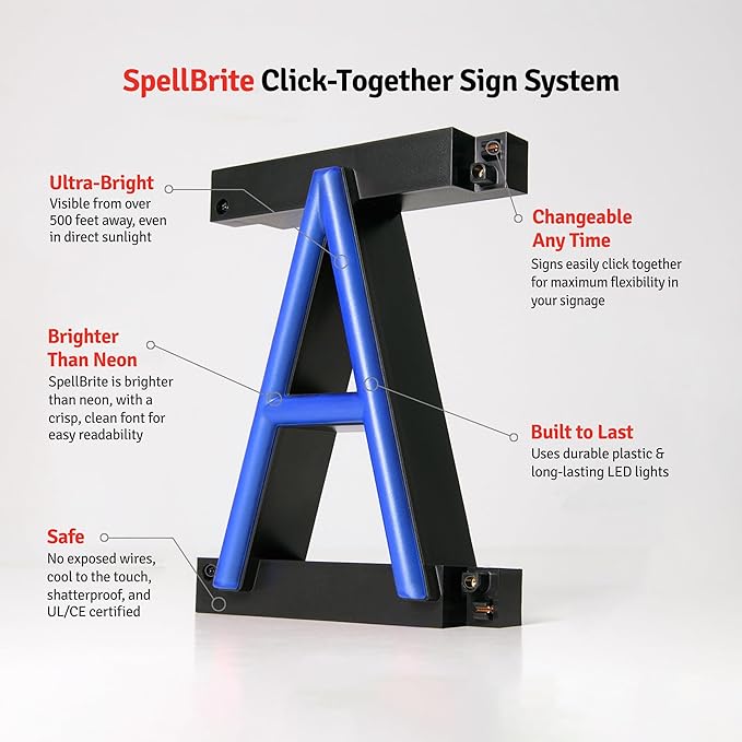 SpellBrite BEER ON TAP Sign | Beer-Related Sign with Neon Look, Blue LED Light Source | 38.7" x 6.3"