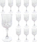 Plastic Wine Glasses，Plastic Goblets Vintage Style Cordial Drinking Glasses for Wedding Reception, Grand Event Party Supplies (12, transparent)