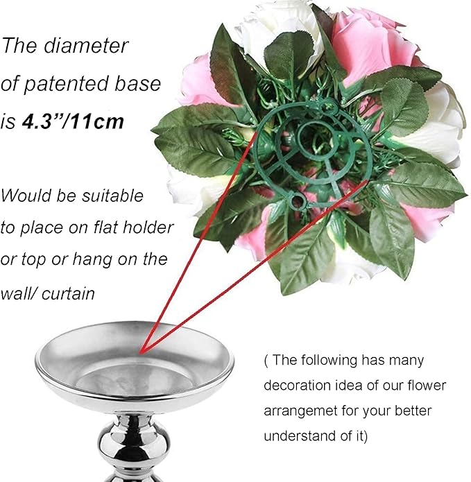 Flower Balls Wedding Rose Centerpieces: 10 Pcs Fake Flowers with Base Kissing Balls Decor Champagne &White Artificial Floral Arrangements Flower Bouquet of Roses Home Party Table DIY Decorationss
