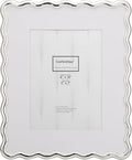 Silver 8x10'' Wave Design Photo Frame with Acid Free Mat for 5x7'',High-End Zinc Alloy Picture Frames with Velvet Back,Fashionable Style Silver frames 7x5''