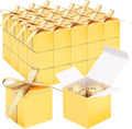 EUSOAR Small Gift Boxes with Lids, 60pcs 2x2x2 Inches Gold Candy Boxes Party Favor Box with Ribbons, Cube Chocolate Box Mini Muffins Bags Macaron Container for Wedding Party Advent Calendar DIY