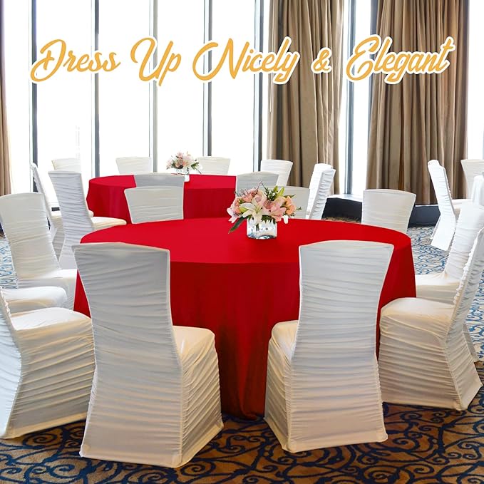 BRILLMAX 8 Pack Red Round Tablecloths 90 Inch - Circle Bulk Linen Polyester Fabric Washable Table Cloth Cover for Wedding Reception Banquet Birthday Party Buffet Restaurant