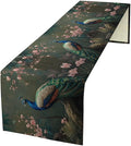 Peacock Table Runner,Vintage Aesthetic Peacock Birds Table Runner for Home Kitchen Dining Party Indoor Outdoor Decoration 13x60 Inch