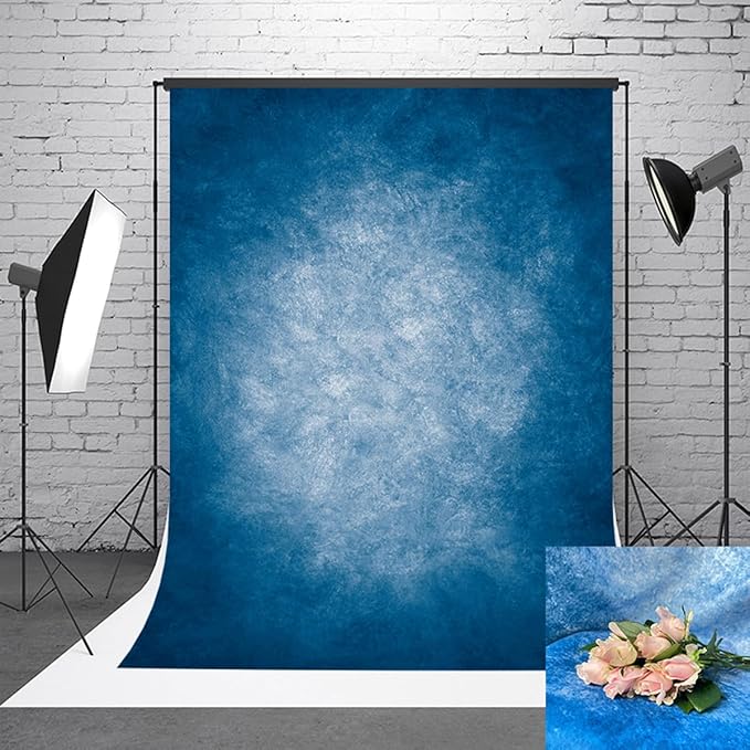 6.5x10ft Dark Blue Gradient Portrait Photo Backdrops Bright Center Abstract Photography Backdrop for Studio Photo Booth Prop Banner Decor Background