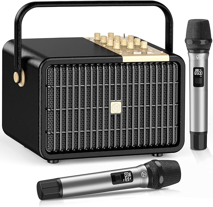 L400 Professional Karaoke Machine with 2 UHF Wireless Microphones for Adults, 320W Peak Bluetooth Speaker PA System with Bass/Treble Adjustment for Home Party Wedding Outdoor Christmas Events