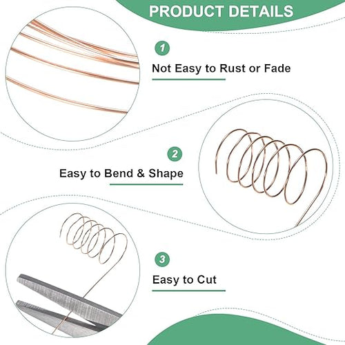 0.4mm Jewelry Wire, 26 Gauge 328FT Craft Wire Copper Beading Wire for Jewelry Making/Planting/Weaving/DIY Crafting, Soft Metal Wires [100M, Copper Tone]