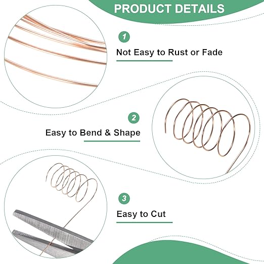 0.3mm Jewelry Wire, 28 Gauge 328FT Craft Wire Copper Beading Wire for Jewelry Making/Planting/Weaving/DIY Crafting, Soft Metal Wires [100M, Copper Tone]