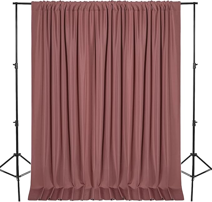 DWCN 10x8 FT Dusty Rose Backdrop Curtains for Parties, Photography Backdrop Drapes with Rod Pockets for Wedding Decorations Stage Birthday Family Gatherings, 2 Panels 5ft x 8ft