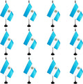 Argentina Desk Flag, 12 Pack Argentinian Table Office Flag with Black Solid Pole and Stand Base, International Country Flag, Festival Celebration, Classroom Meeting Desktop Decor (Argentina)
