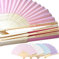 200 Pcs Personalized Pink Wedding Folding Fans for Guests, Custom Engraved Summer Wedding Fans, Folded Hand Fans for Wedding Favors, Vintage Silk Handheld Fans for Bridal Shower Decorations
