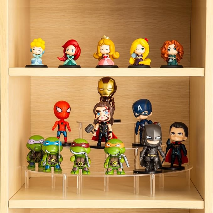 2PACKS Acrylic Display Risers, 3 Tier Clear Cupcake Stand Risers, Perfume Stand Organizer, Half Moon Dessert Stand, HENABLE Shelf Risers for Display Stands for Food, Amiibo Funko POP Figure (2half moon)
