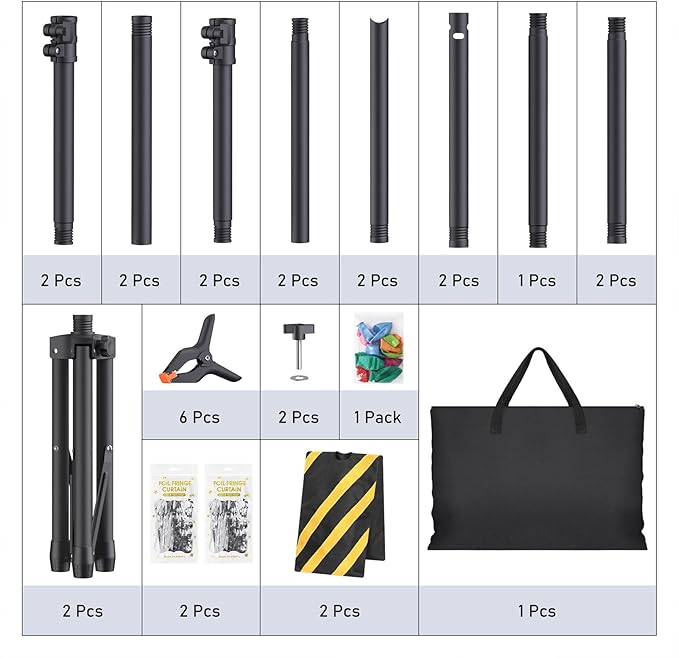 Backdrop Stand Kit - 6 Widths, 10x7.5ft Adjustable Background Stand for Parties & Studio Photography