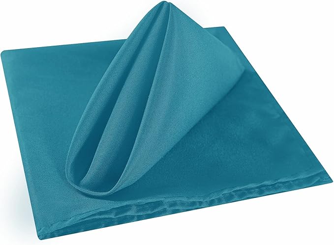 Cloth Napkins 20x20 inch Washable Polyester Dinner Napkins Soft Table Napkins for Wedding Party Dining Banquet(Caribbean Blue,12PCS)