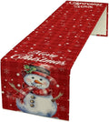 Christmas Table Runner,Christmas Snowman Snowflakes Winter Seasonal Table Cloth Kitchen Dining Table Decoration for Home Party Decor 13x90 Inch
