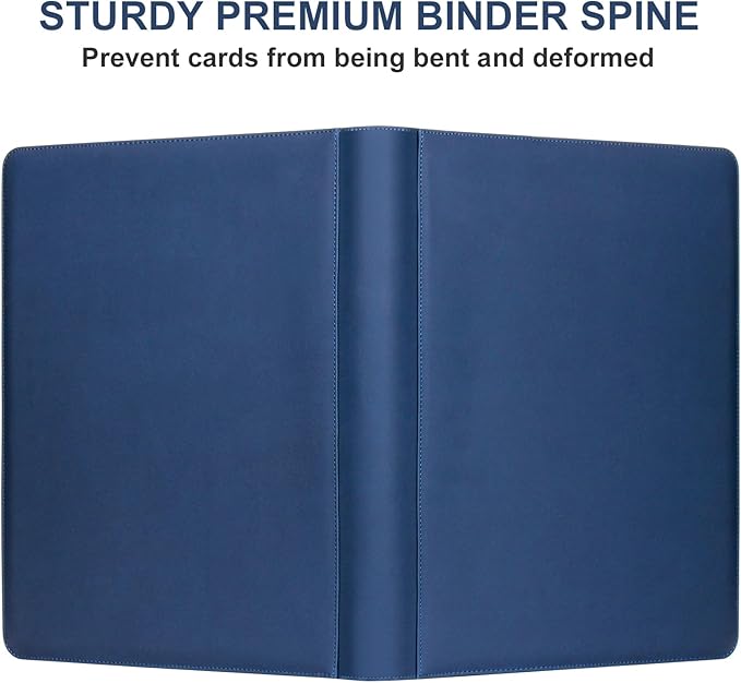 GEAoffice 16 Pockets Card Binder for 1000+ Cards, Premium Sturdy Card Holder Album, PU Cover Collection Binder for MTG, TCG, Game & Sports Cards, Navy Blue