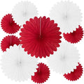 20 Pcs Red White Hanging Paper Fan, Round Paper Fans Decorations Set for Weddings, Birthdays, Engagement, Bridal Shower, Bachelorette Party Supplies Decor
