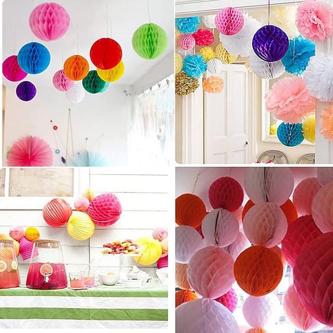 12pcs Party Honeycomb Balls Decorations 4'' 8'' 10'' Honeycomb Ball Flower Tissue Pom Poms Flower Balls Hanging Flower Balls for Baby Shower Birthday Wedding Nursery Wall Decor(4'' 8'' 10'' White)