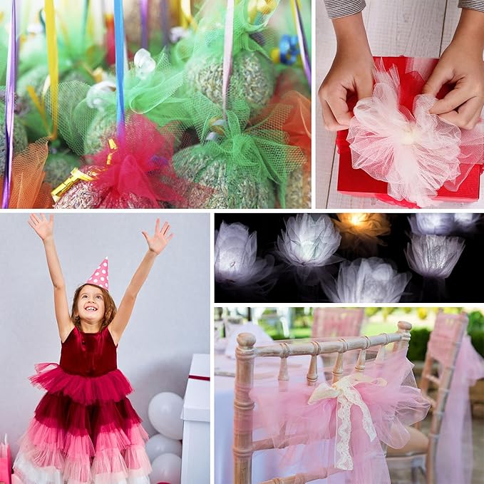 54" by 20 Yards Black Tulle Fabric Rolls - Tutu Spool Bolt for DIY Wedding Decoration, Baby Shower Tutu Skirt, Gift Wrapping - Large Matte Tulle, Roll Packaging