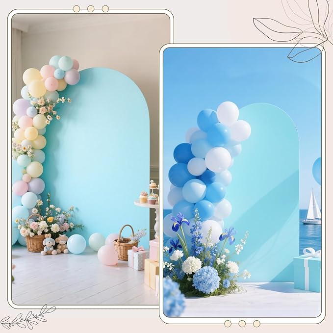 Ledido Wedding Arch Backdrop Cover 6FT 7.2FT Arch Covers 2Set Fitted Stretchy Spandex Round Top Stand Backdrop Cover for Wedding Banquet Ceremony Birthday Party Baby Shower Event Decoration,Blue