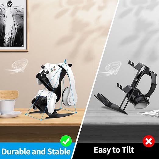 Controller Holder, Game Controller Rack Headset Stand for Xbox Series X S/Xbox one / PS5 / PS4 / NS/PC/Headset, Aluminum Metal Mount Universal Organizer for Video Game Accessories