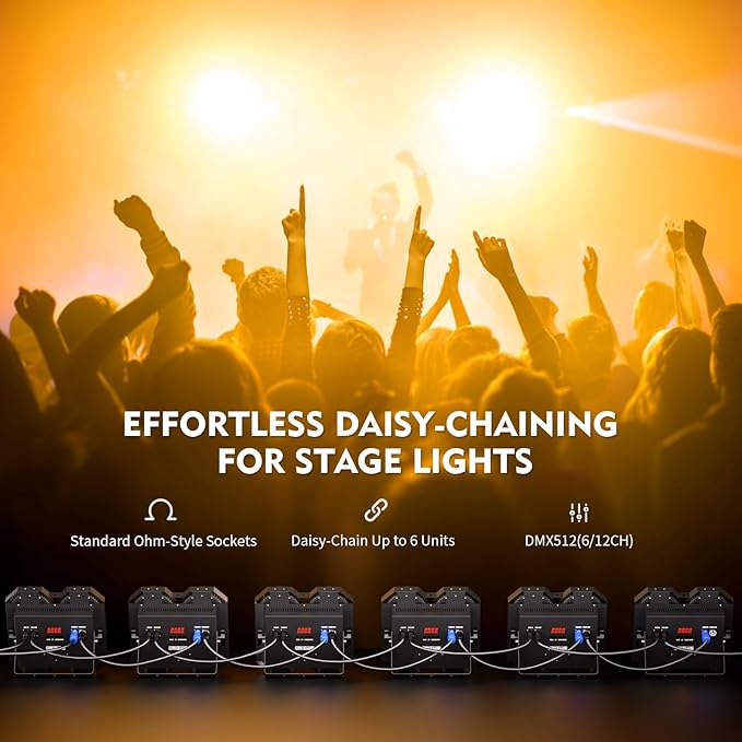 Stage Lights, 4X100W COB Spotlight LED Par Can Retro Lights, 2 in 1 Cool White & Warm White DMX512 Sound Activated Blinder Uplights for Events Parties Wedding Church Concert Studio Show Dance - 6Packs
