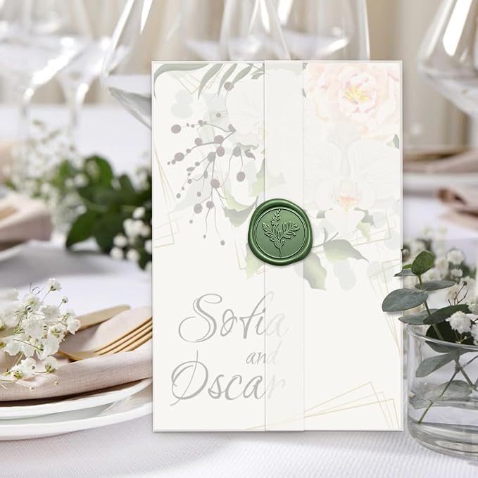 120 Pack Pre-Folded Vellum Jackets for 4.5x6.25 Invitations, Translucent Vellum Paper 4.5x6.25 Jackets, 100GSM Wedding Invitations Wraps, Envelope Liners for Birthdays, Baby Showers