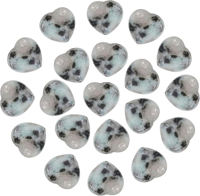 PATIKIL 20 Pcs Natural Heart Shaped Crystal Stone, 0.6 Inch Mini Polished Love Gemstone Crystal, Pocket Rock Engraved Worry Stones for Women Gifts Meditation, Tianshan Blue