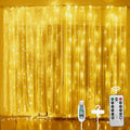 AOMIG Fairy Curtain Lights,300 LED Warm White Window Curtain String Light,8 Modes 9.8×9.8Ft Waterproof Curtain String Light USB Powered with Remote Control,Christmas String Lights for Indoor/Outdoor