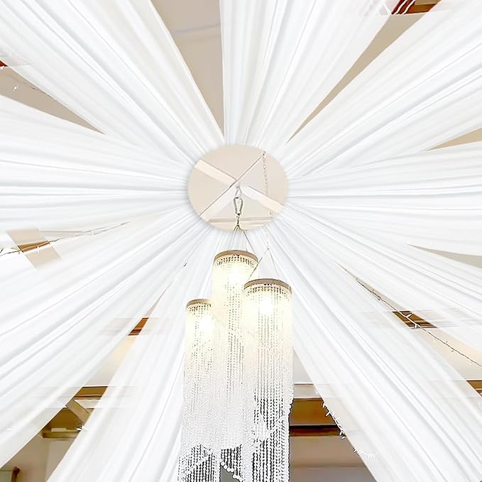DUOBAO 6-Panel Chiffon Wedding Backdrop Drapes 5x10FT - Semi-Sheer White Fabric Ceiling & Stage Decor for Ceremony, Party, Outdoor Events