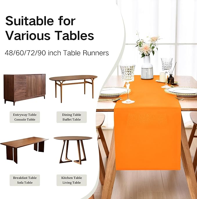 Farmhouse Orange Table Runner Dining Table Runners 90 Inches Long Coffee Table Runner for Dresser Living Room Bedroom Holiday Party Banquet 12X90 Inch