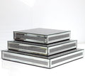 GIMORRTO Mirror Display Riser 3 PC, Glam Accent Table Display Platform for Decorative Pieces, Mirrored Showpeice 3 set, Food Beffer Displayer (Sparkling 3PC)